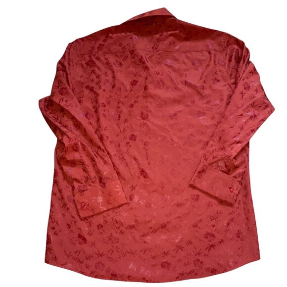 Stacy Adams & Co Mens Performance Tech Button Front Shirt-Rust-Size 17 34/35 - Picture 5 of 5